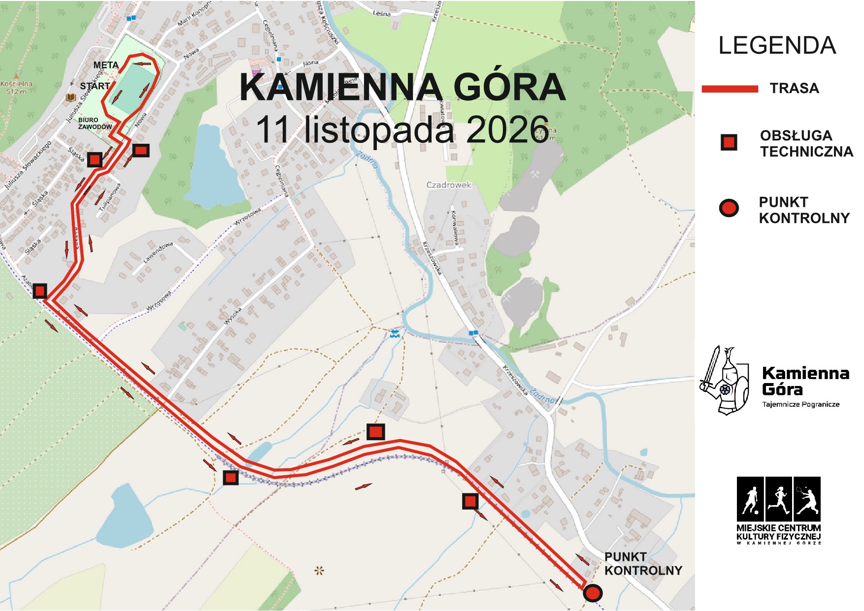 mapa bieg